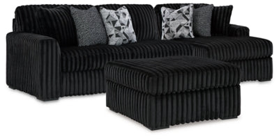 Midnight-Madness 2-Piece Sectional and Oversized Accent Ottoman
