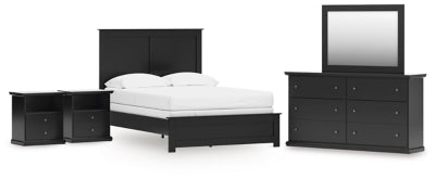Maribel Full Panel Bed with Dresser, Mirror and 2 Nightstands