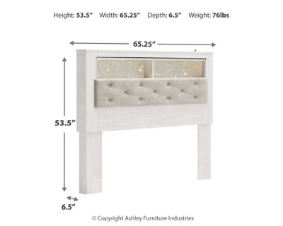 Altyra Queen Upholstered Panel Bookcase Headboard