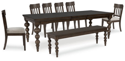 Veramond Dining Table, 6 Chairs and Bench