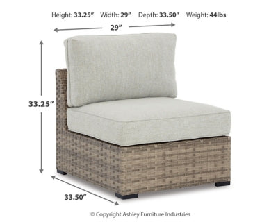Calworth Outdoor Armless Chair with Cushion (Set of 2)