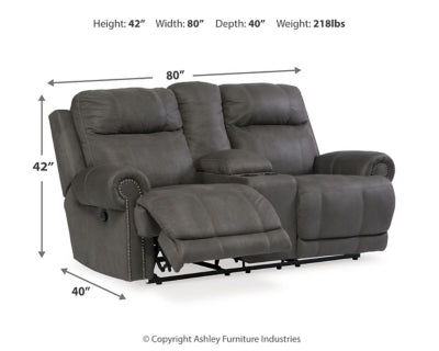 Austere Reclining Loveseat with Console