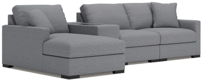 Omaha by Ashley 4-Piece Sectional with Chaise and Storage Console
