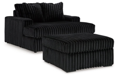 Midnight-Madness Oversized Chaise and Oversized Accent Ottoman