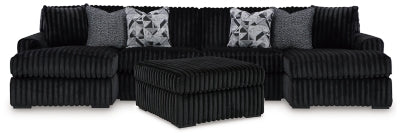 Midnight-Madness 3-Piece Sectional with Double Chaise and Ottoman