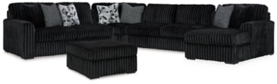 Midnight-Madness 4-Piece Sectional and Oversized Accent Ottoman