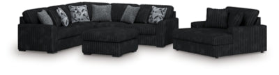 Midnight-Madness 3-Piece Sectional, Chaise and Oversized Accent Ottoman