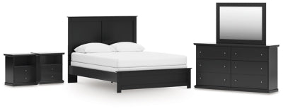 Maribel Queen Panel Bed with Dresser, Mirror and 2 Nightstands