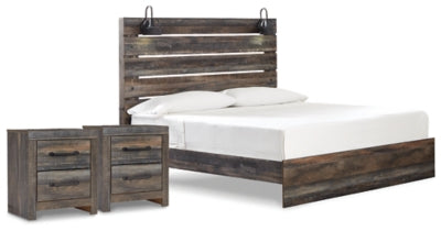 Drystan King Panel Bed and 2 Nightstands