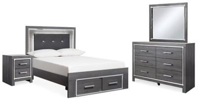 Lodanna Full Storage Bed, Dresser, Mirror and 2 Nightstands