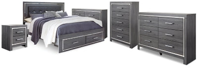 Lodanna King Storage Bed, 2 Dressers, Cheat and Nightstand
