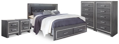 Lodanna King Storage Bed, 2 Chests and 2 Nightstands