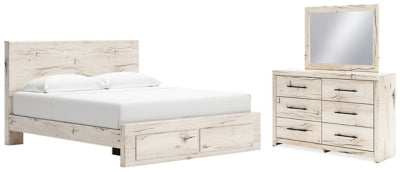 Lawroy King Panel Storage Bed, Dresser and Mirror