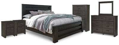 Brinxton King Panel Bed, Dresser Mirror, Chest and 2 Nightstands