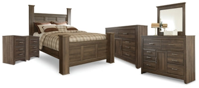 Juararo Queen Poster Bed, 2 Dressers, Mirror and 2 Nightstands