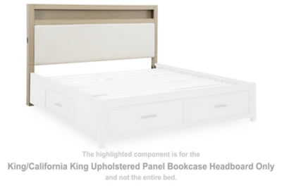 Calmoro King/California King Upholstered Panel Bookcase Headboard