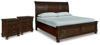 Porter California King Sleigh Bed and 2 Nightstands