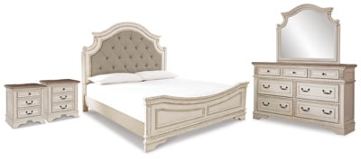 Realyn King Panel Bed, Dresser, Mirror and 2 Nightstands