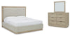 Hennington King Upholstered Bed, Dresser and Mirror