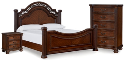 Lavinton Queen Poster Bed, Chest and Nightstand