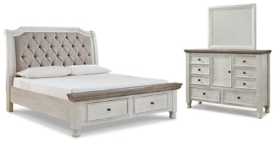 Havalance King Sleigh Bed with Storage, Dresser and Mirror