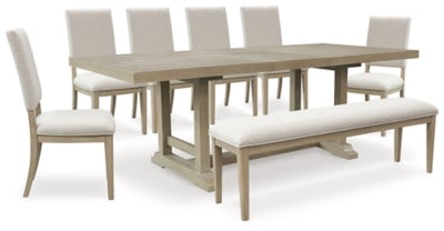 Vallardia Dining Table, 6 Chairs and Bench