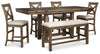 Moriville Counter Height Dining Table with 4 Barstools and Bench