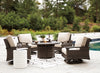 Paradise Trail Fire Pit Table with 4 Nuvella Swivel Lounge Chairs